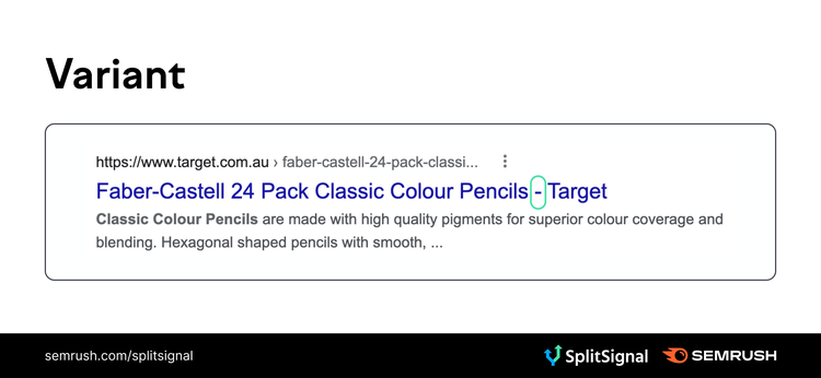 Product title variant with dash separator instead of pipe before Target brand name