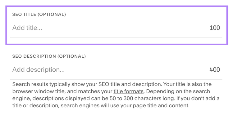 “SEO Title (Optional)” field highlighted
