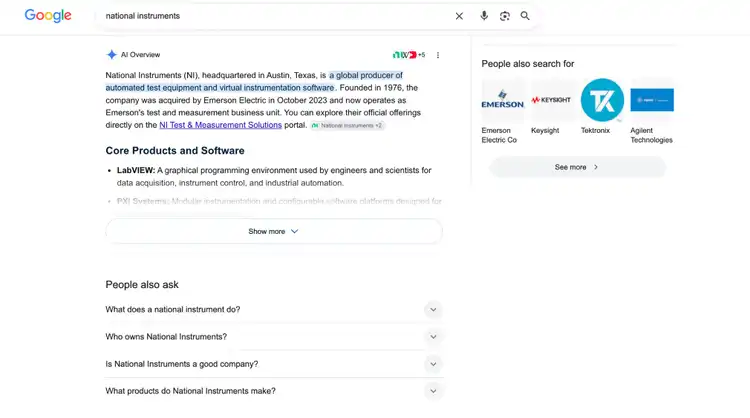 example manufacturing brand AI overviews