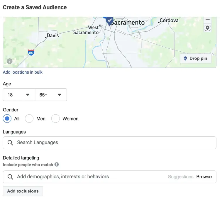 Creating a Facebook ad audience