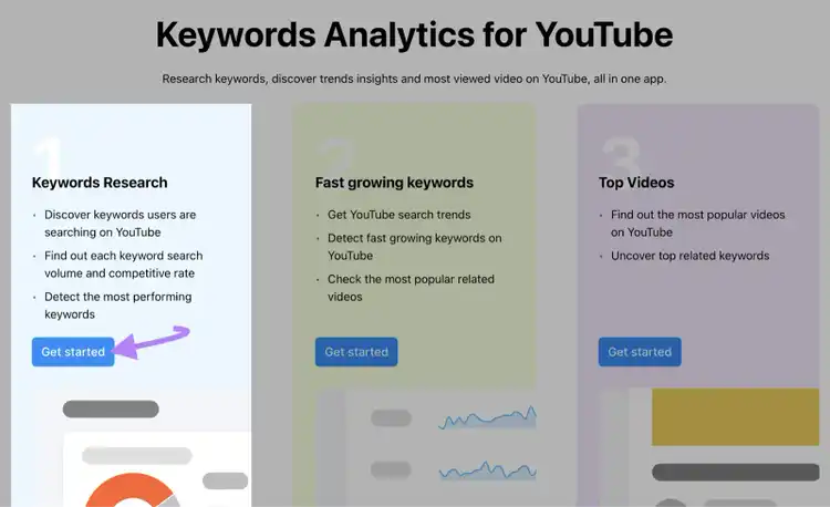 “Keyword Research” option selected in Keyword Analytics for YouTube