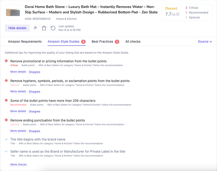 Amazon listing optimization