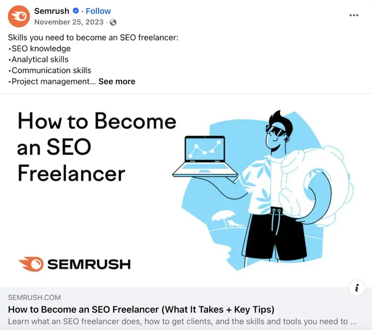 that same blog post section repurposed for a facebook post