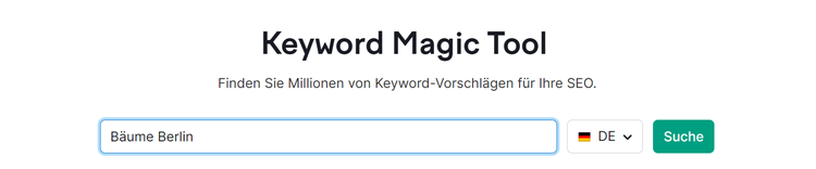 Keyword Magic Tool mit dem Keyword "Bäume Berlin"