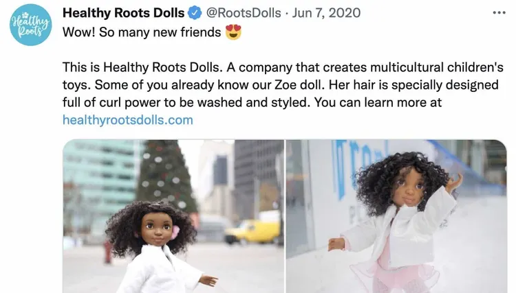 Healthy Roots Dolls tweet