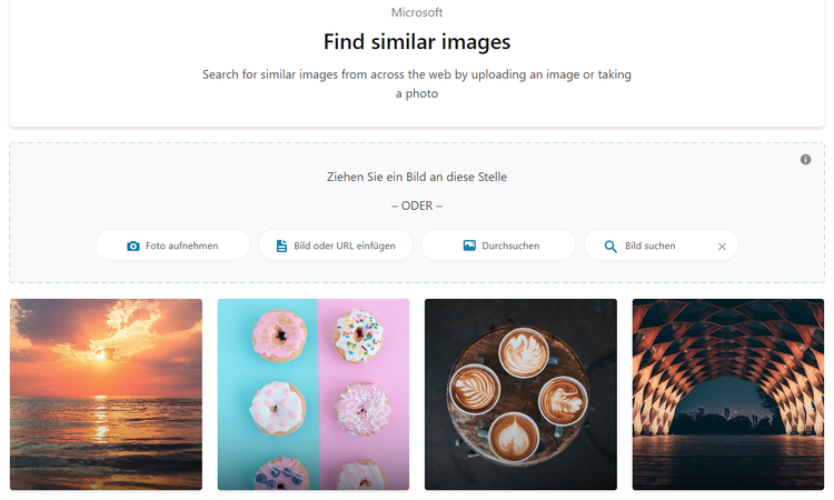 Screenshot: Visuelle Bing-Suche