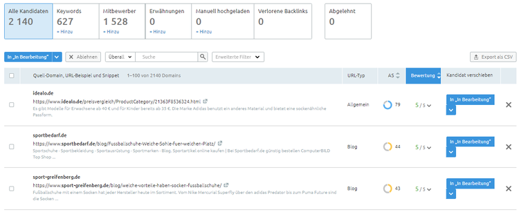Screenshot: Link Building Tool