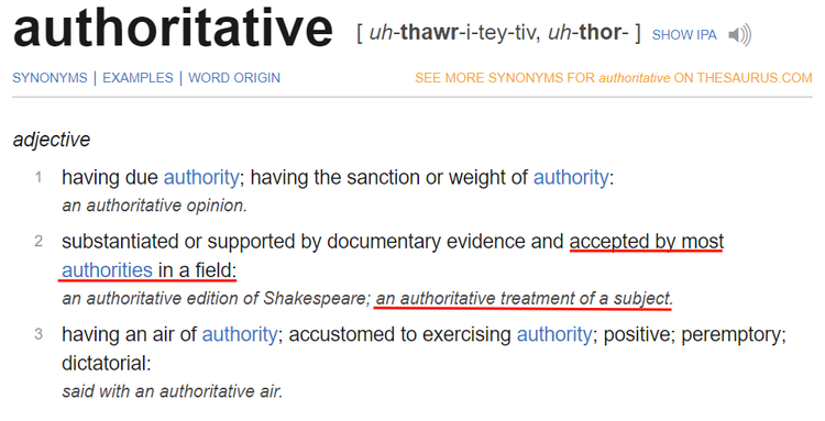 Wörterbuch-Definition: Authoritative