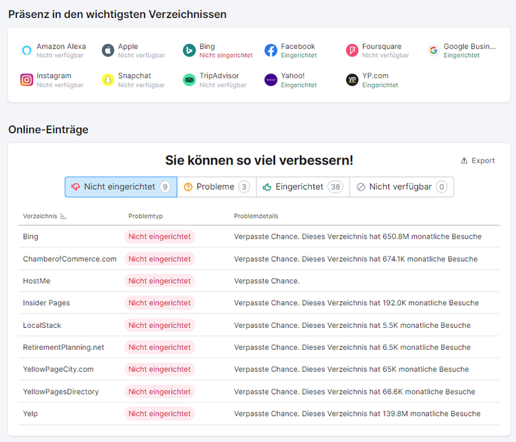 Screenshot: Listing Management