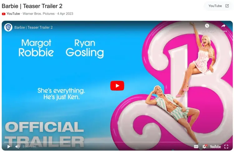 Barbie Teaser Trailer 2 YouTube Vorschau