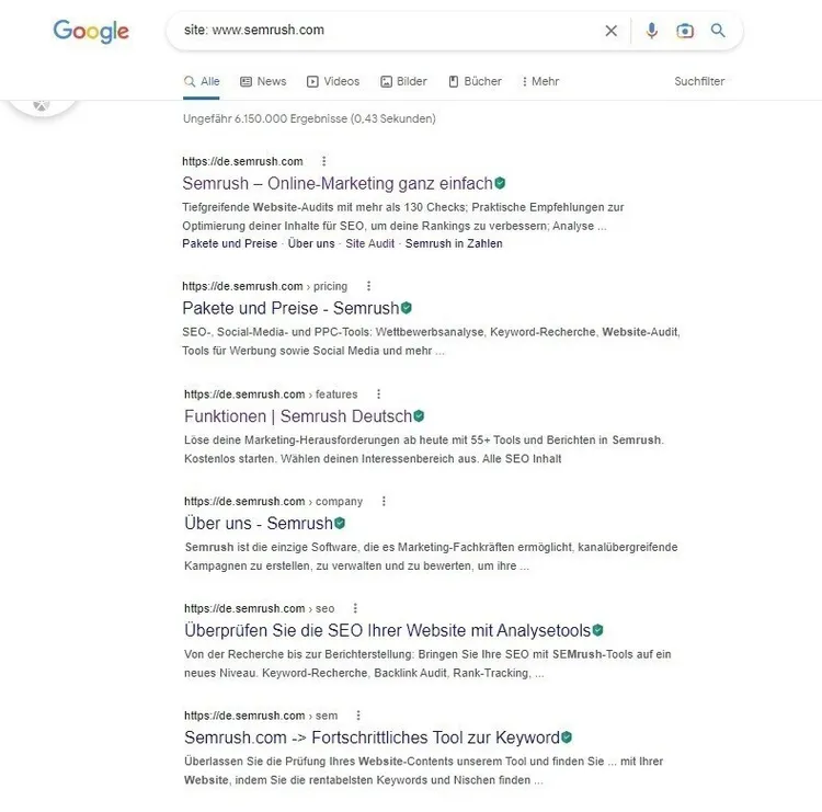 Website-Suche für semrush.com