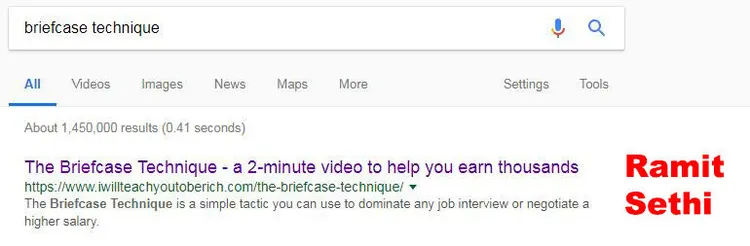 Ramit Sethi ranking for the briefcase technique