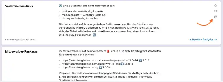 Copilot Backlink Analyse: verlorene Links und Mitbewerber-Rankings mit Empfehlungen