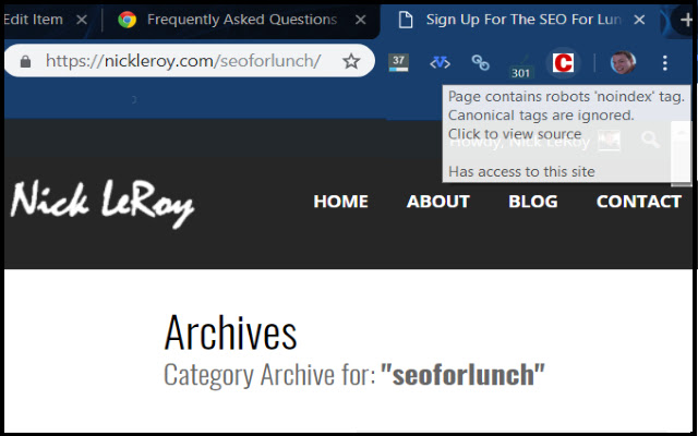 Screenshot: Chrome-Erweiterung Inspect Canonical