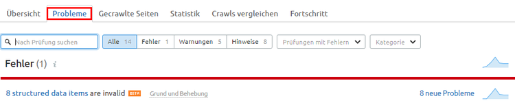 Fehler und Probleme im Site Audit
