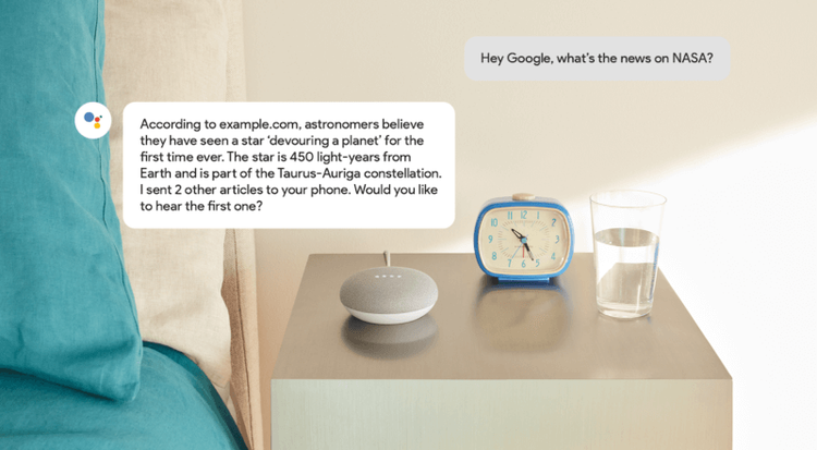 Google Assistant Voice Response: Nachrichten über NASA auf Smart Speaker