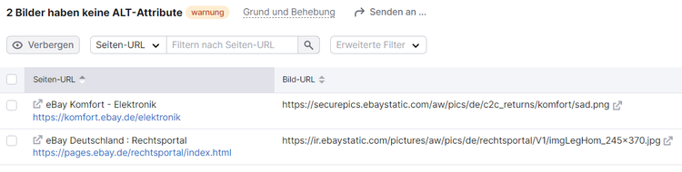 Site Audit: 2 Bilder haben keine Alt-Attribute