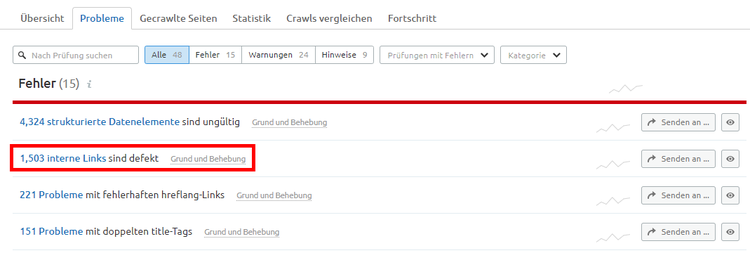 Site Audit: Interne Links