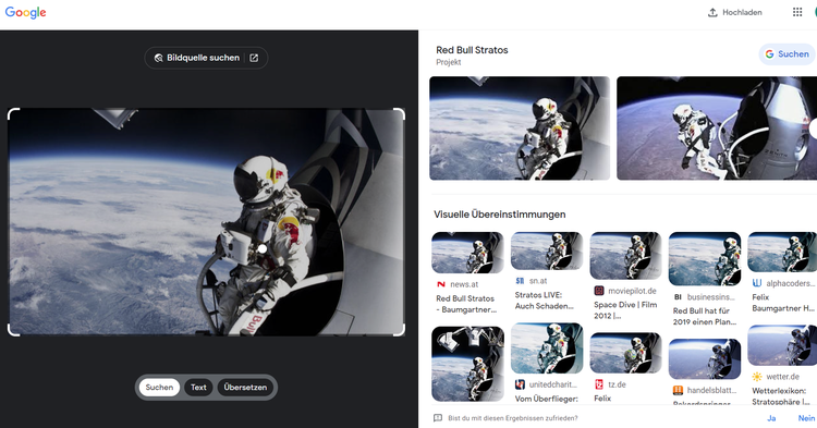 Screenshot: Ergebnisse in Google Lens
