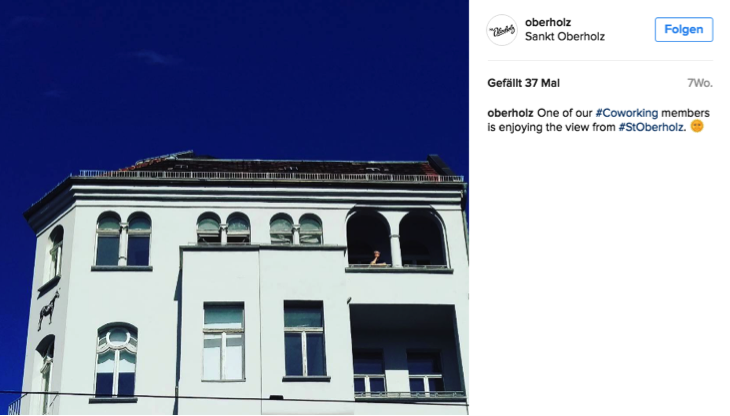 Instagram-Post des St. Oberholz in Berlin mit 37 Likes