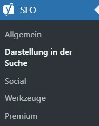 Das Menü von Yoast SEO