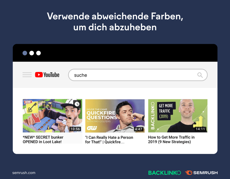 Verwende abweichende Farben, um dich abzuheben