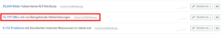 Site Audit: Vorübergehende Weiterleitung