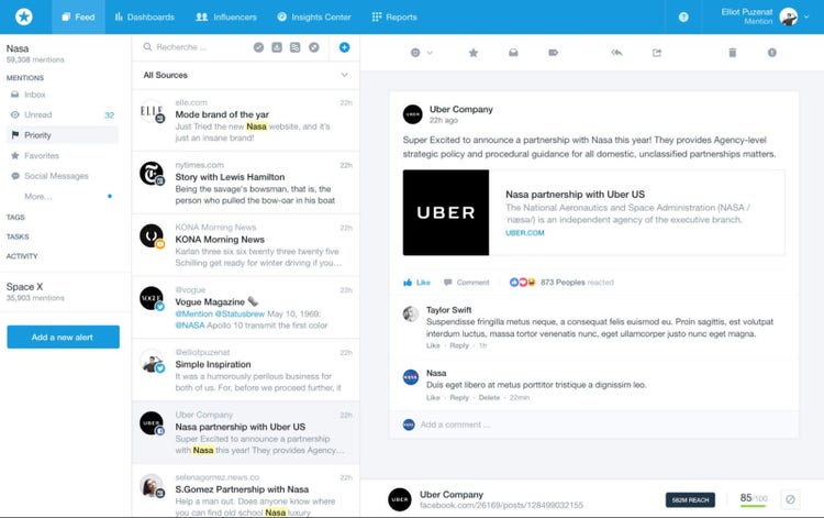 Mention's "Feed" Schnittstelle