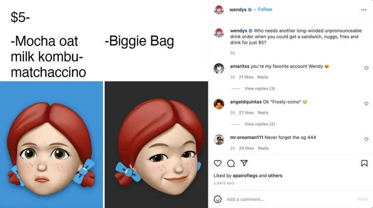 Wendy's Instagram Beitrag