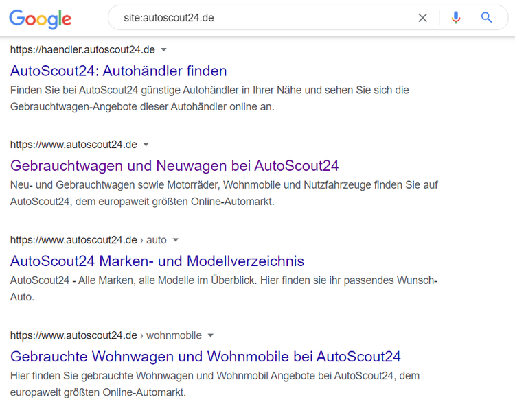 Site-Suche bei Google