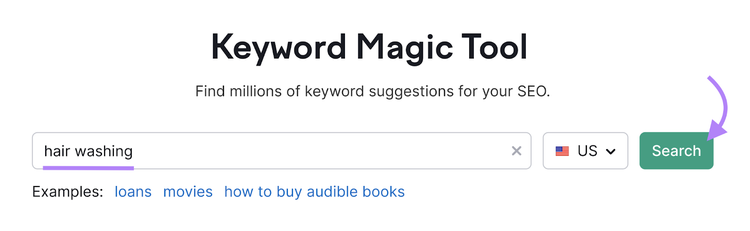 Haarwäsche in das Keyword-Tool eingegeben