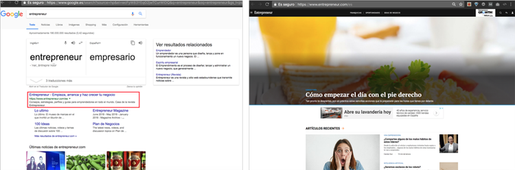 Entrepreneur.com spanische Version unter separate URL /es