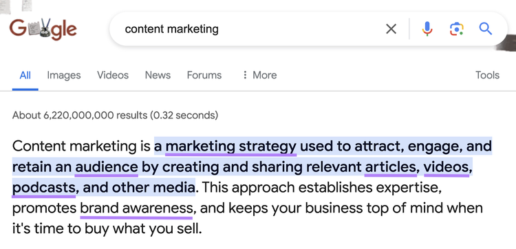 Im Featured Snippet hervorgehobene Seed-Keywords