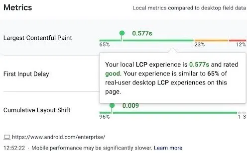 Die Chrome Web Vitals Extension
