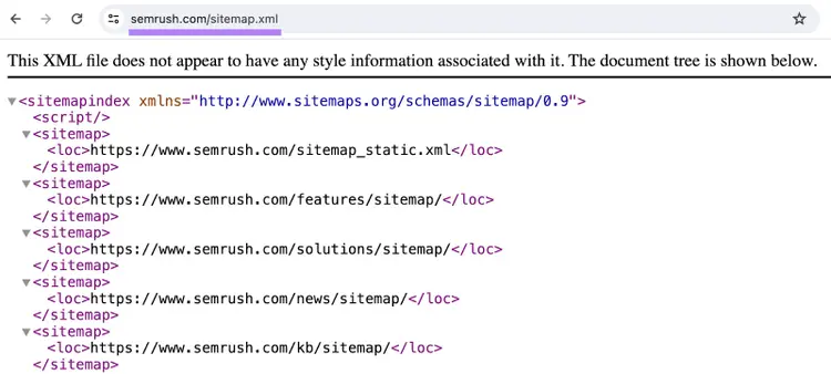 Semrushs XML-Sitemap