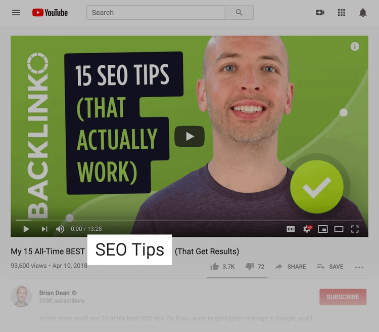Video mit 'SEO-Tipps' im Titel