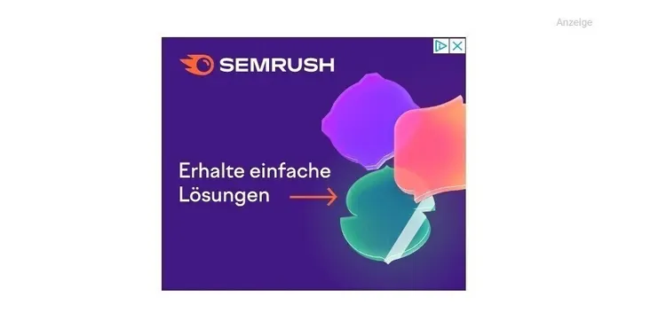 Semrush Display-Ad mit geometrischen Blob-Formen und Lösungs-Headline