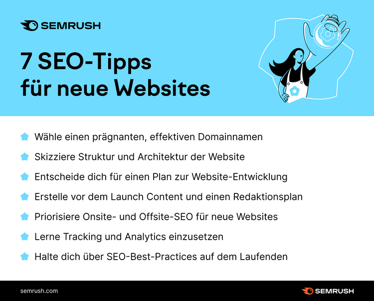 Semrush infographic: 7 SEO tips for new websites