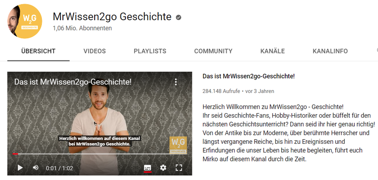 Screenshot: YouTube-Kanal MrWissen2go Geschichte