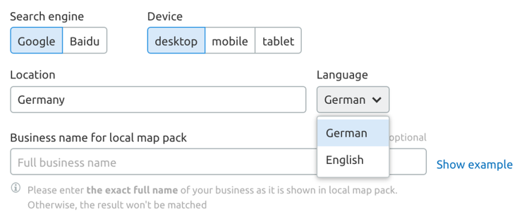 Keyword Ranking Tracking für mehrsprachige Rankings in einem Land