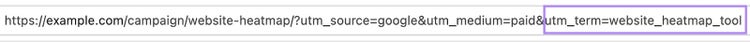 UTM-Term-Parameter, hervorgehoben am Ende der URL einer bezahlten Suchanzeige