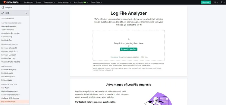 Drittanbieter-Tool: Log File Analyzer