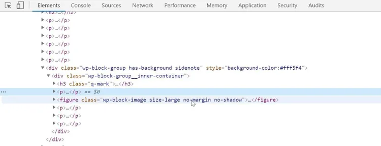 Screenshot: Elements in Chrome