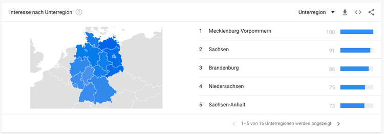 Google Trends Beispiel geografisches Gebiet
