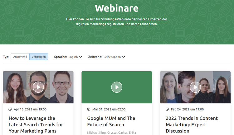 Screenshot: Webinare