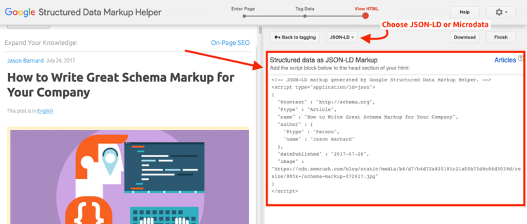 Google Structured Data Markup Helper: JSON-LD Code-Generator
