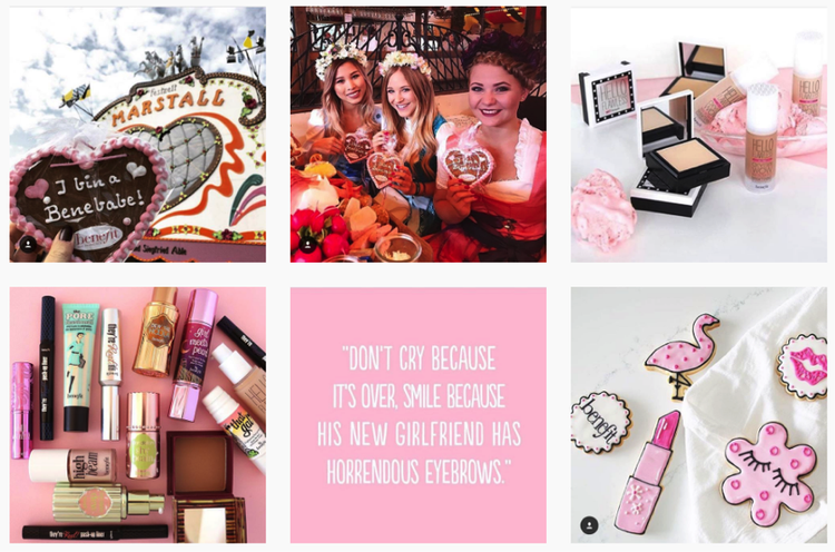 Benefit-Kosmetik deutscher Instagram mit Beauty-Produkten