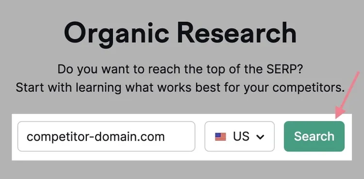 Suche im organischen Recherchetool