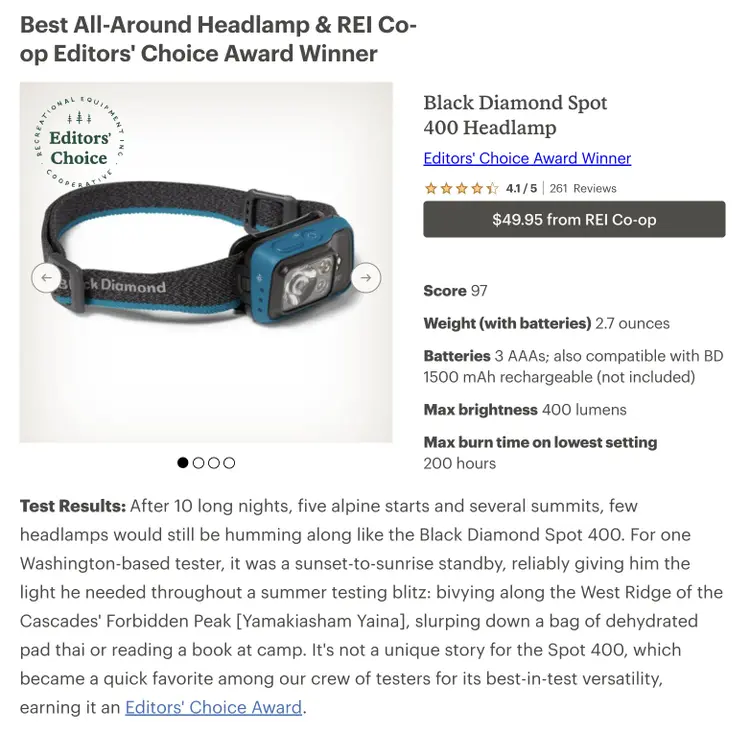 REIs Stirnlampe Produktrezension für „die beste Allround-Stirnlampe“