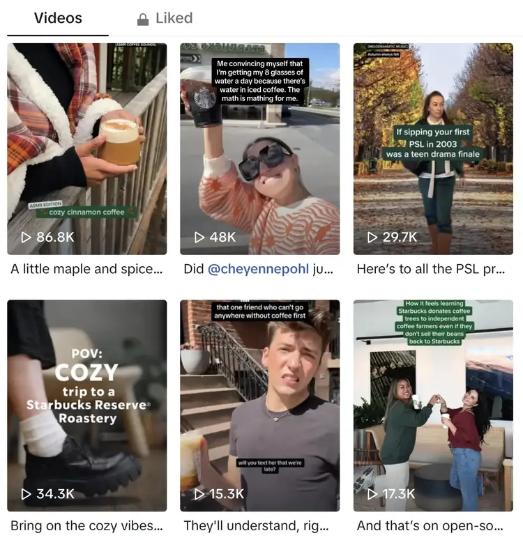 Starbucks Videos auf TikTok